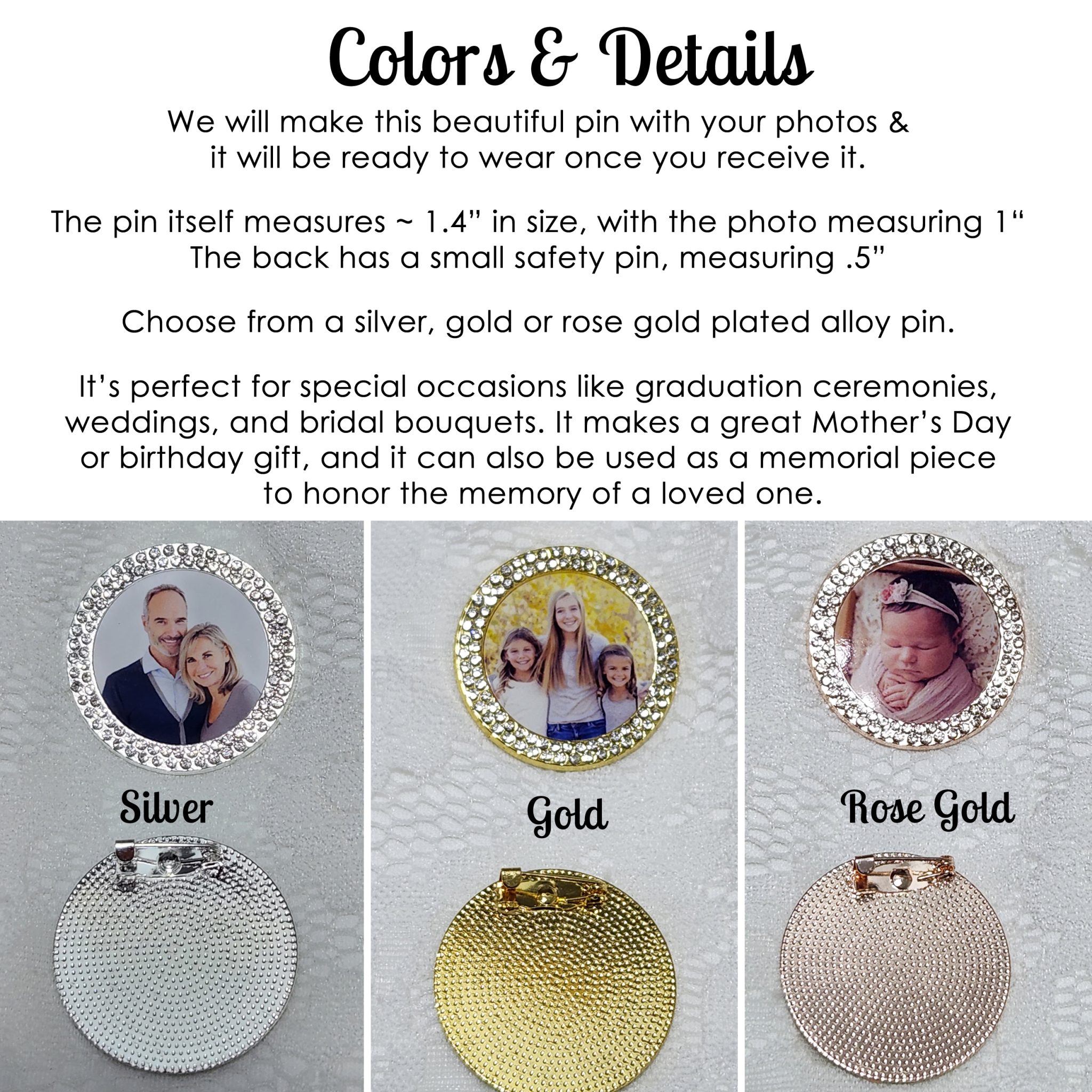 Rhinestone Photo Pin | Savor the Memories