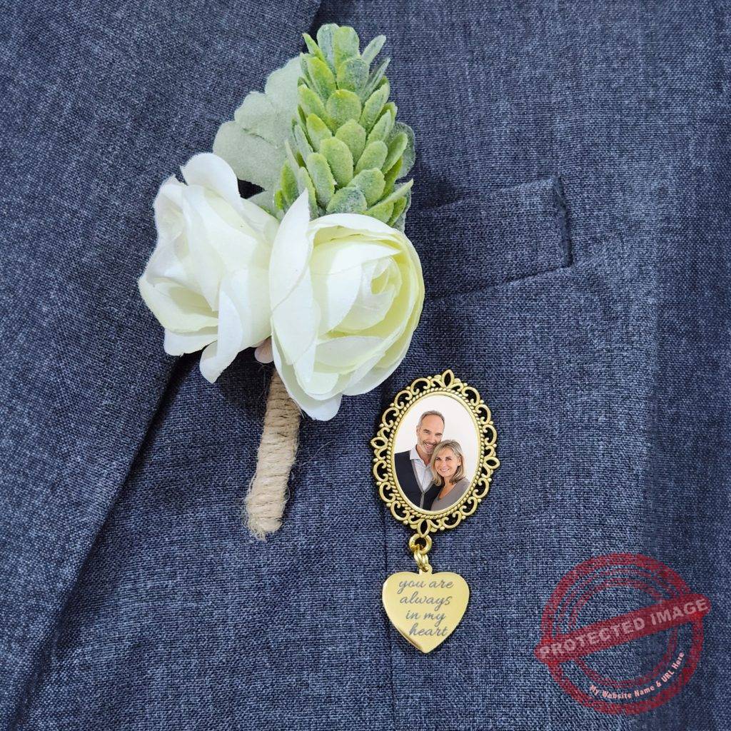 featuring a groom boutonniere charm handmade by Savor The Memories